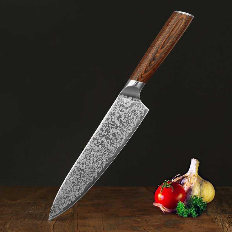 Damascus Leather Steel Kitchen Stainless Knives