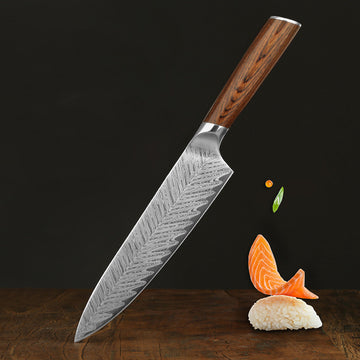 Damascus Leather Steel Kitchen Stainless Knives