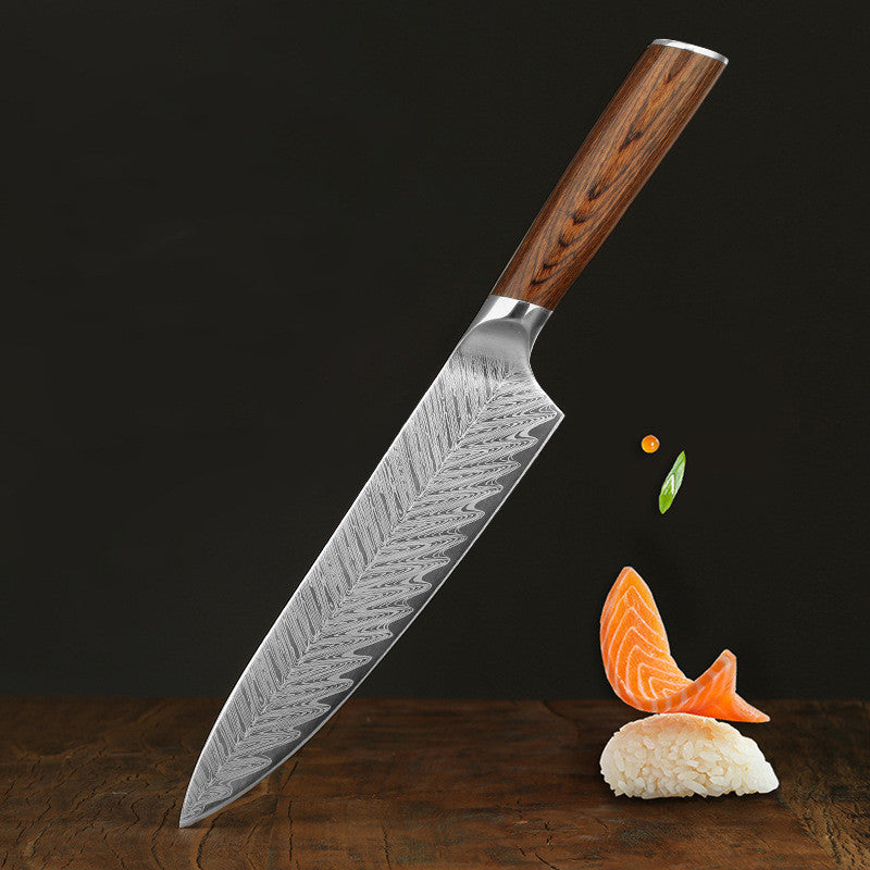Damascus Leather Steel Kitchen Stainless Knives