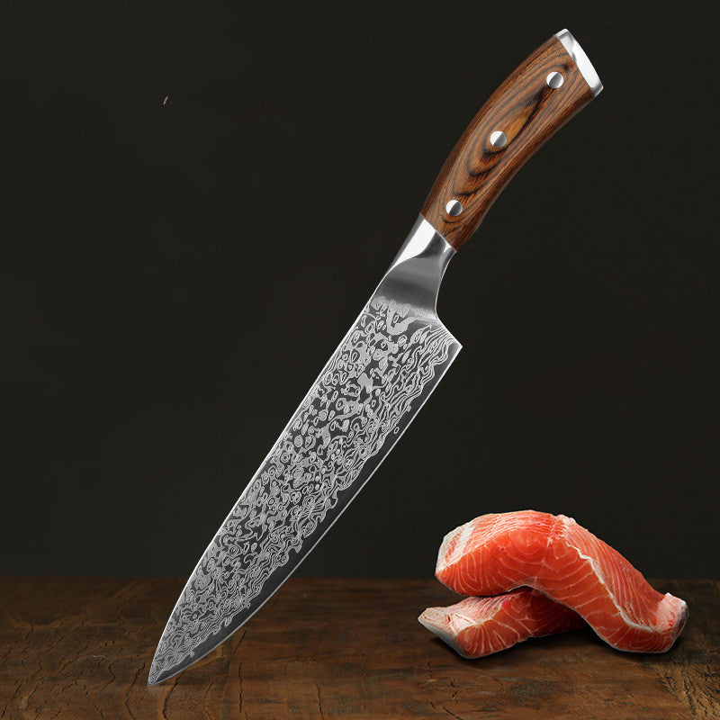 Damascus Leather Steel Kitchen Stainless Knives
